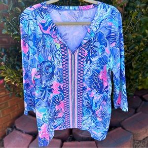 Lilly Pulitzer EUC UPF 50+ Chilly Lilly Karina Tunic Top Shade Seekers Size XL